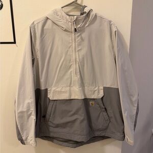 Carhartt Cream and Gray Hooded Anorak